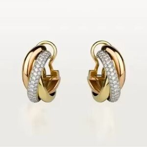 Trinity earrings Hoop Twisted 925 Silver 18K
white, yellow, rose gold plated